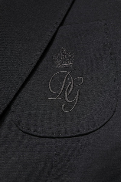 Dolce & Gabbana Schwarze Wolle Slim Fit Mantel Blazer Jacke Anzug
