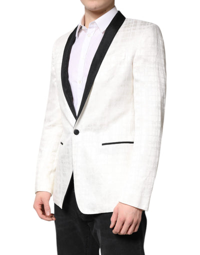 Dolce & Gabbana Weiß Schwarz Einreihiger Mantel Blazer Anzug