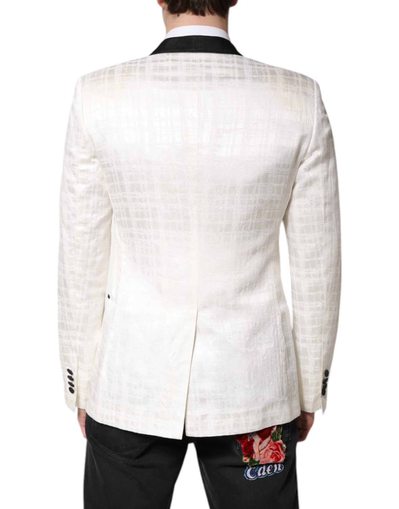 Dolce & Gabbana Weiß Schwarz Einreihiger Mantel Blazer Anzug