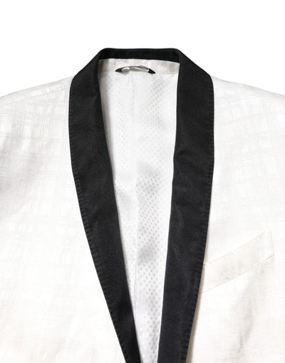 Dolce & Gabbana Weiß Schwarz Einreihiger Mantel Blazer Anzug