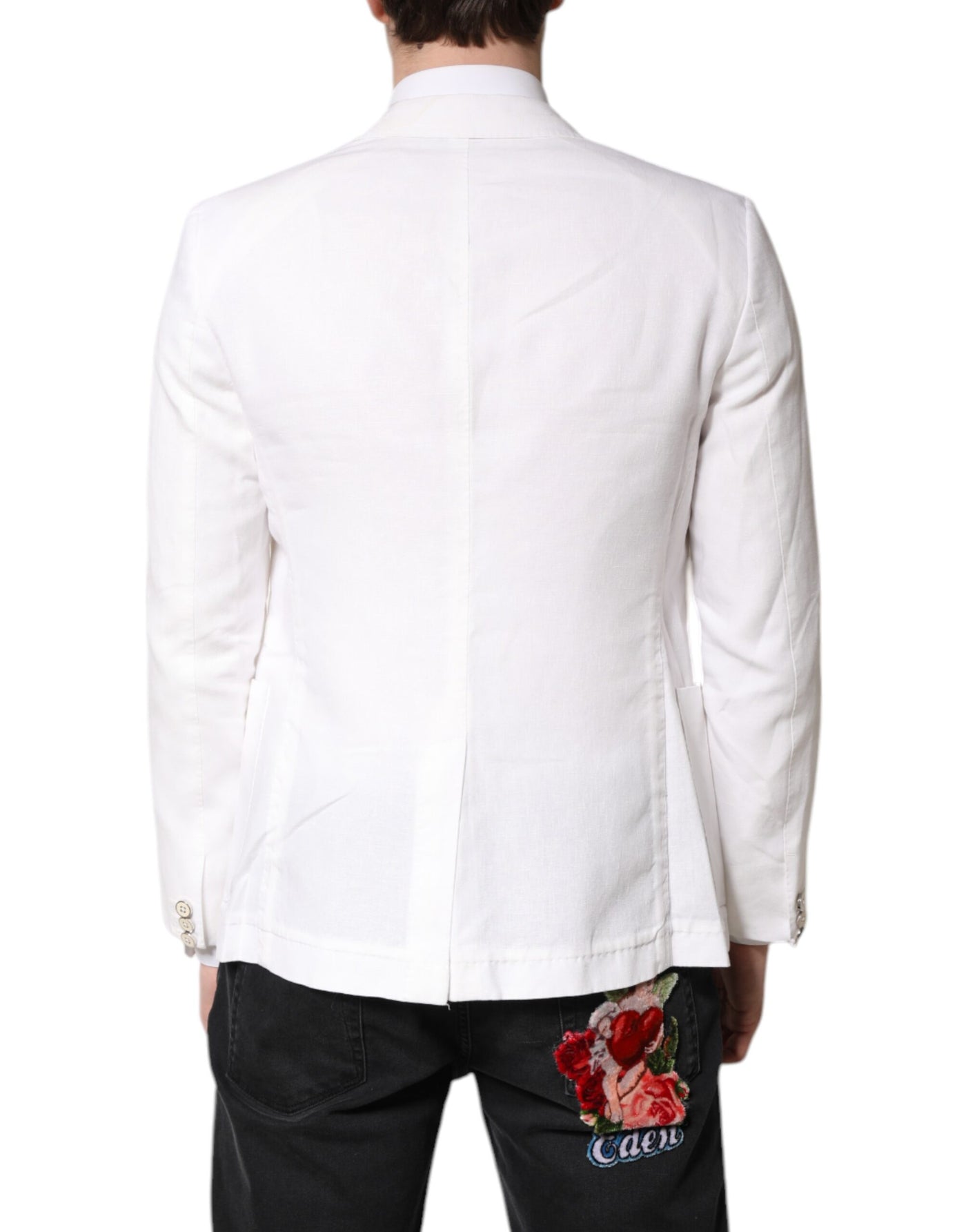 Dolce & Gabbana Weißer einreihiger Herrenmantel Blazer Anzug
