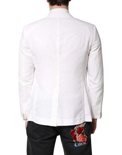 Dolce & Gabbana Weißer einreihiger Herrenmantel Blazer Anzug