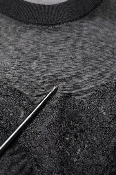 Dolce & Gabbana Schwarzes ärmelloses Top mit Rundhalsausschnitt aus Spitze