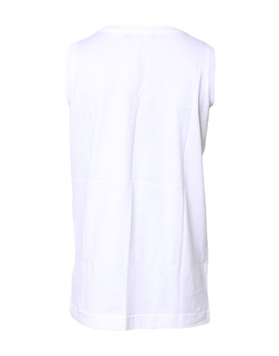Dolce & Gabbana Weißes ärmelloses T-Shirt mit Rundhalsausschnitt aus Baumwolle