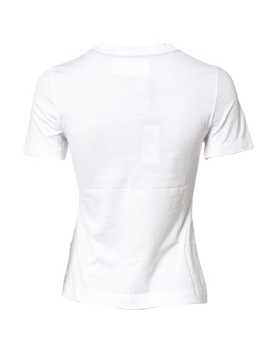 Dolce & Gabbana Weißes T-Shirt mit Rundhalsausschnitt und Grafikdruck aus Baumwolle