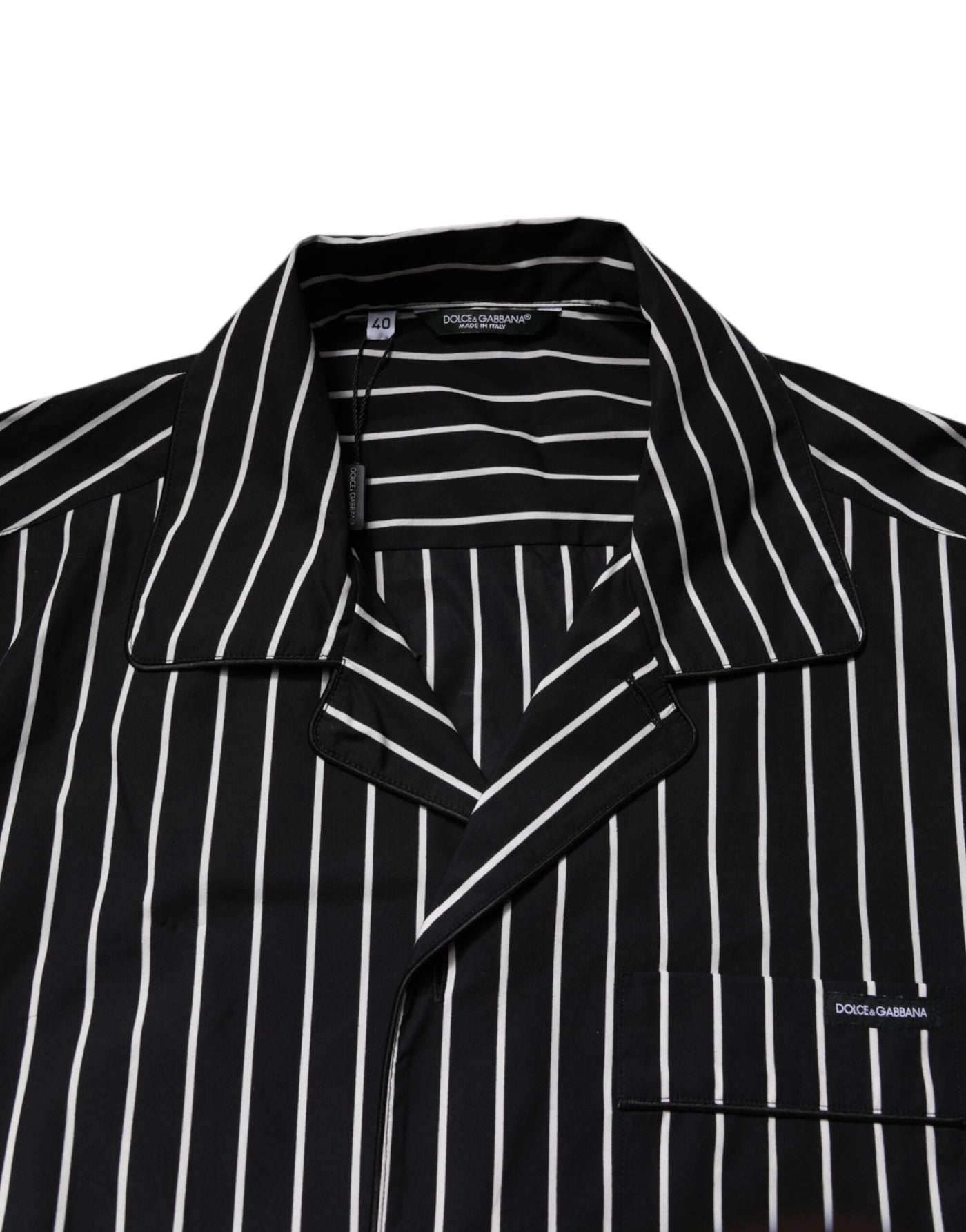 Dolce & Gabbana Schwarz Weiß Streifen Baumwolle Männer Pyjama Set Nachtwäsche