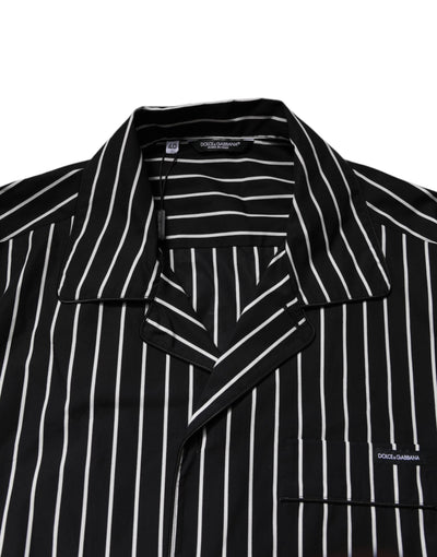 Dolce & Gabbana Schwarz Weiß Streifen Baumwolle Männer Pyjama Set Nachtwäsche