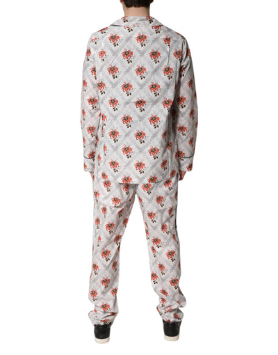Dolce & Gabbana Multicolor Floral Print Baumwolle Pyjama Set Nachtwäsche