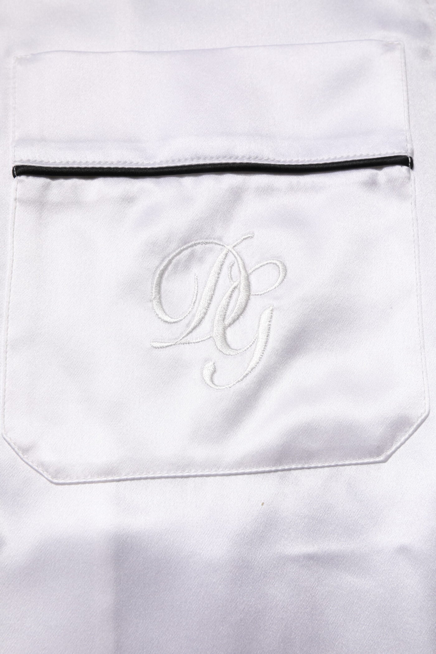 Dolce & Gabbana Weißer Satin Seide Männer Pyjama Set Schlafanzug