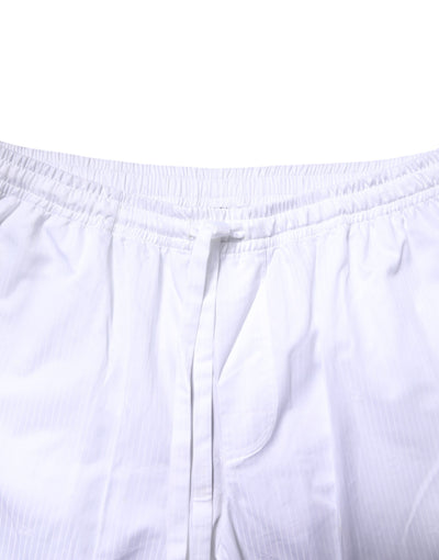 Dolce & Gabbana Weißes Baumwollhemd Hose Pyjama Set Schlafanzug