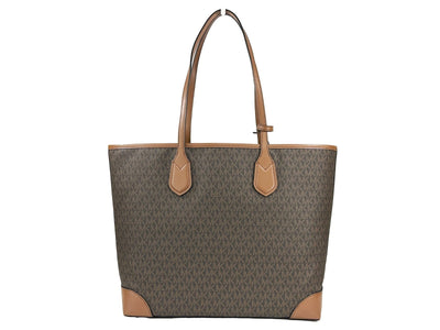 Michael Kors Eva Large Stripe Travel Tote Bag Plus Pouch Braun