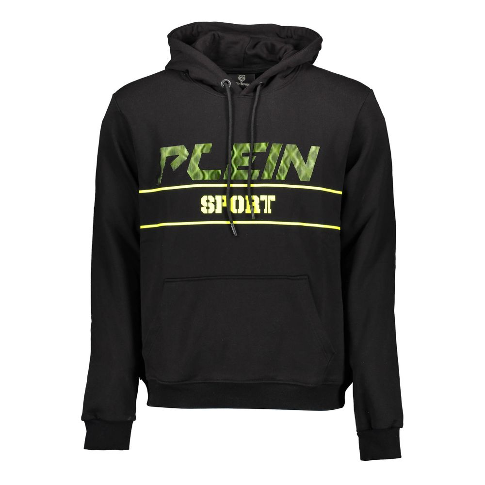 Plein Sport Schwarzer Baumwollpullover mit Kapuze für Männer