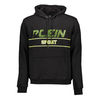 Plein Sport Schwarzer Baumwollpullover mit Kapuze für Männer
