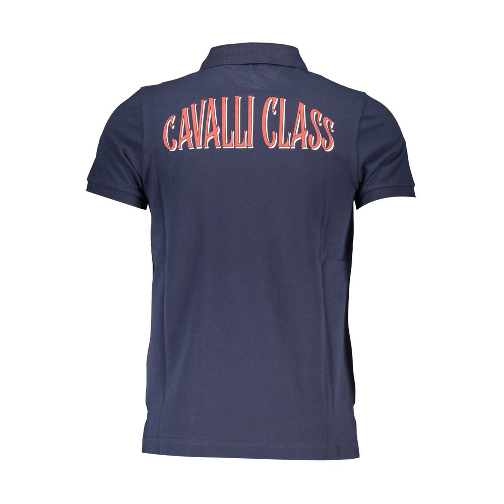 Cavalli Class Blaues Baumwoll-Poloshirt für Männer