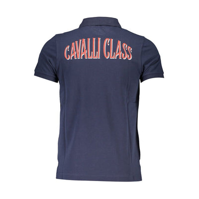 Cavalli Class Blaues Baumwoll-Poloshirt für Männer