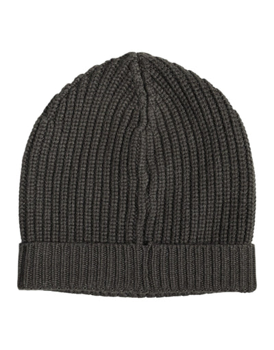 Dolce & Gabbana Dunkelgraue Kaschmir-Strickmütze Winter Beanie