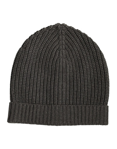Dolce & Gabbana Dunkelgraue Kaschmir-Strickmütze Winter Beanie