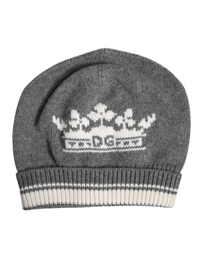 Dolce & Gabbana Graue Kaschmir-Strickmütze Winter Beanie