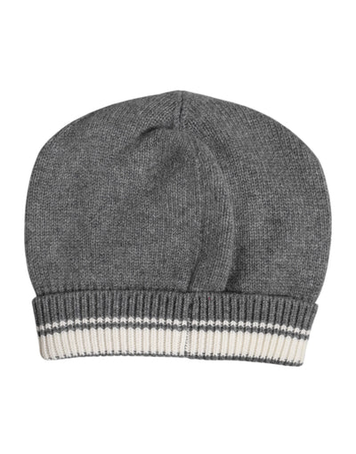 Dolce & Gabbana Graue Kaschmir-Strickmütze Winter Beanie
