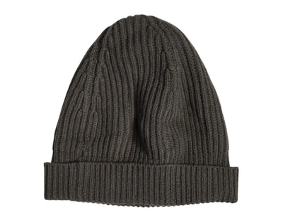 Dolce & Gabbana Grüne Wolle DG Plaque gestrickt Winter Beanie Hut