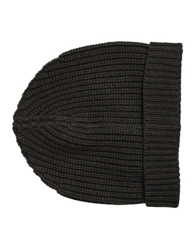 Dolce & Gabbana Dunkelgraue Kaschmir-Strickmütze Winter Beanie
