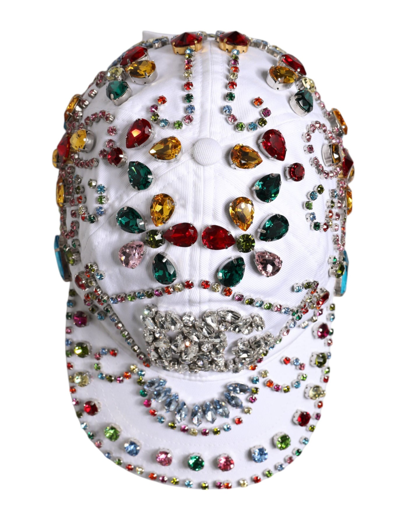 Dolce & Gabbana Weiße Multicolor Crystal verschönern Baseballkappe