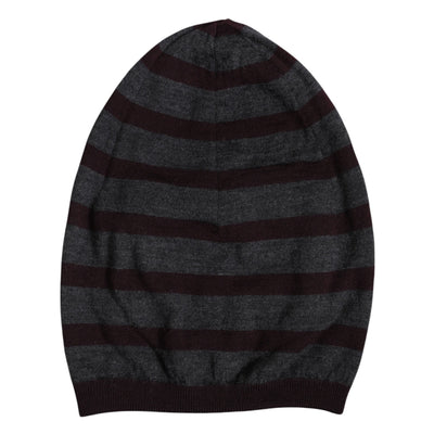 Dolce & Gabbana Graue gestreifte Wollstrickmütze Winter Beanie