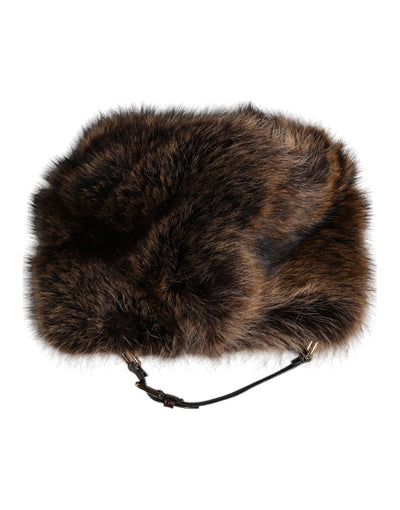 Dolce & Gabbana Brauner Pelz Frauen Eimer Hut