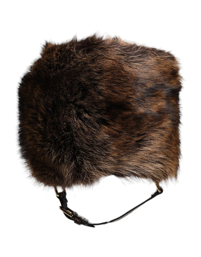 Dolce & Gabbana Brauner Pelz Frauen Eimer Hut