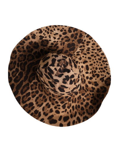 Dolce & Gabbana Brauner Leopard Viskose Frauen Eimer Hut