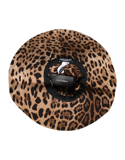 Dolce & Gabbana Brauner Leopard Viskose Frauen Eimer Hut