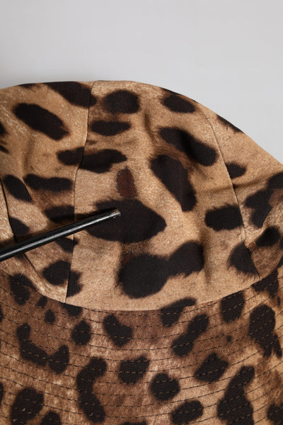 Dolce & Gabbana Brauner Leopard Viskose Frauen Eimer Hut