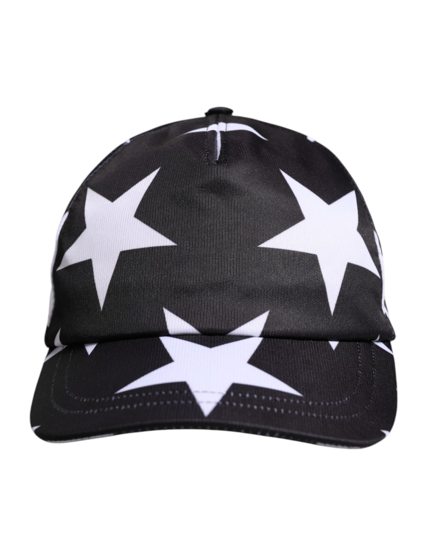 Dolce & Gabbana Schwarze Baseballmütze mit Sternendruck aus Polyester