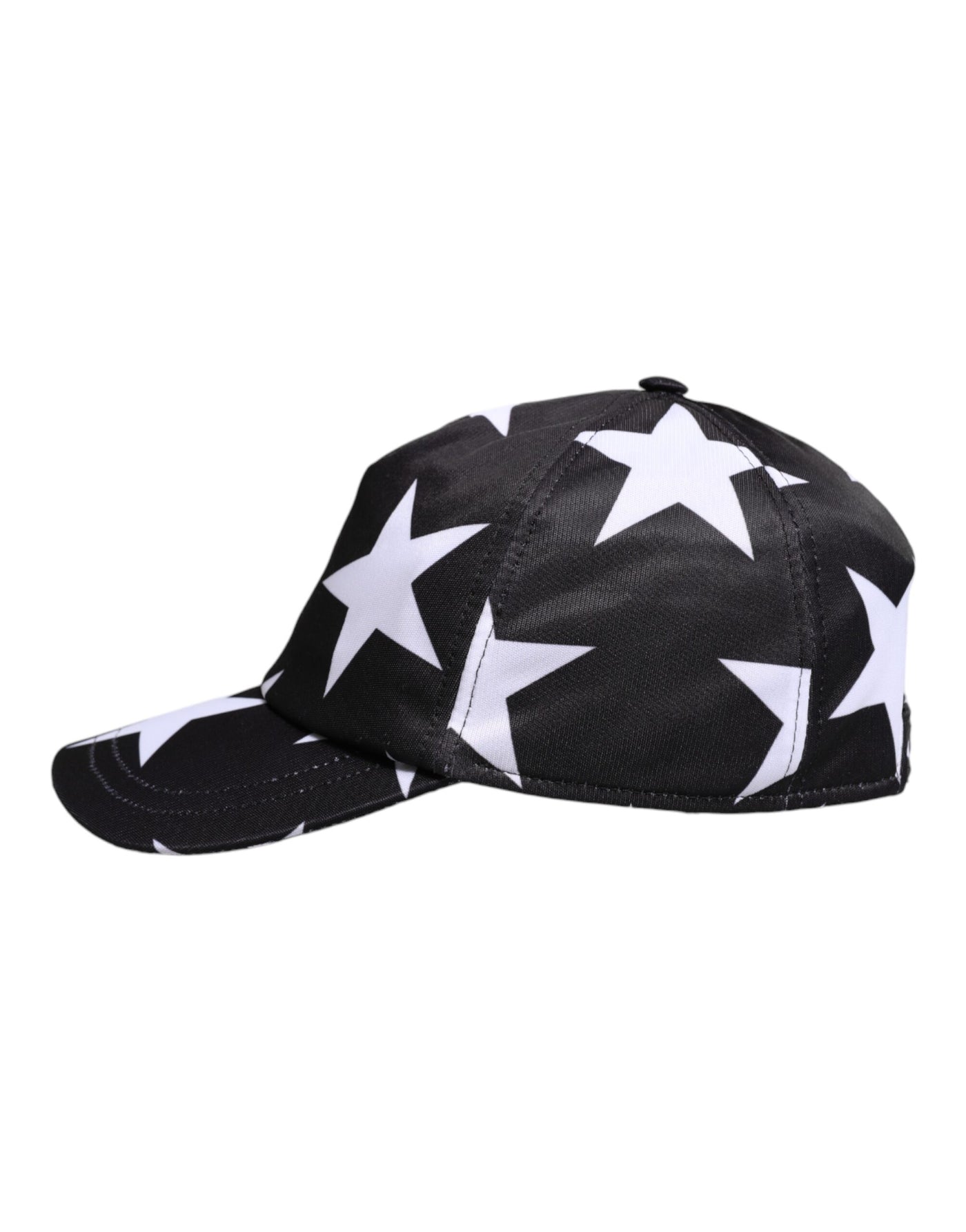 Dolce & Gabbana Schwarze Baseballmütze mit Sternendruck aus Polyester