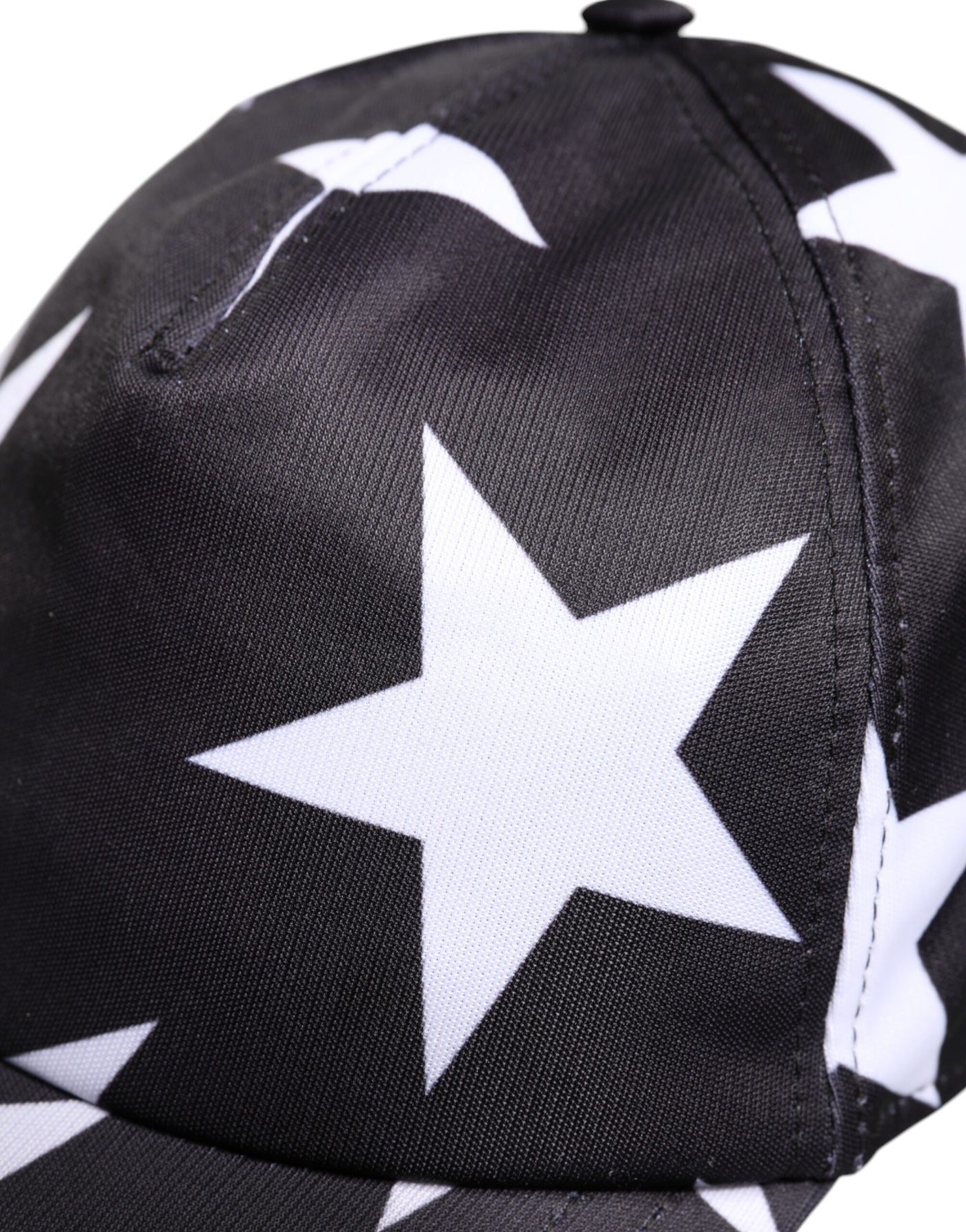 Dolce & Gabbana Schwarze Baseballmütze mit Sternendruck aus Polyester