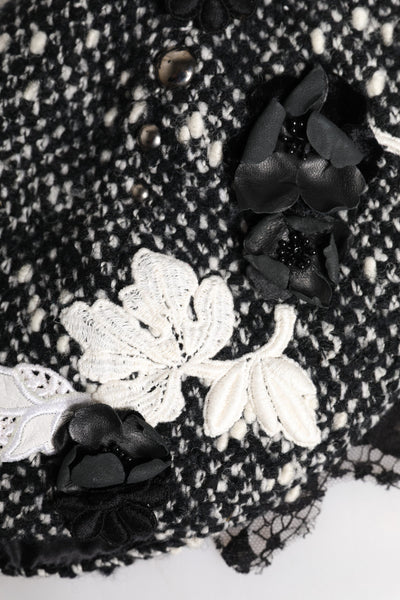Dolce & Gabbana Cloche-Hut aus schwarzer Wolle mit weißer Blumenverzierung