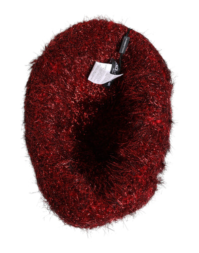Dolce & Gabbana Roter Viskose-Lametta-Eimerhut mit breiter Krempe