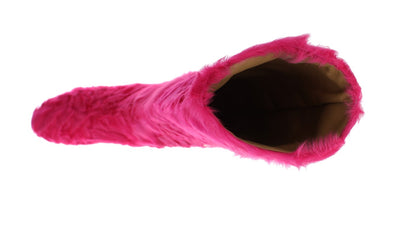 Dolce & Gabbana Rosa Lammfell-Lederstiefel flach