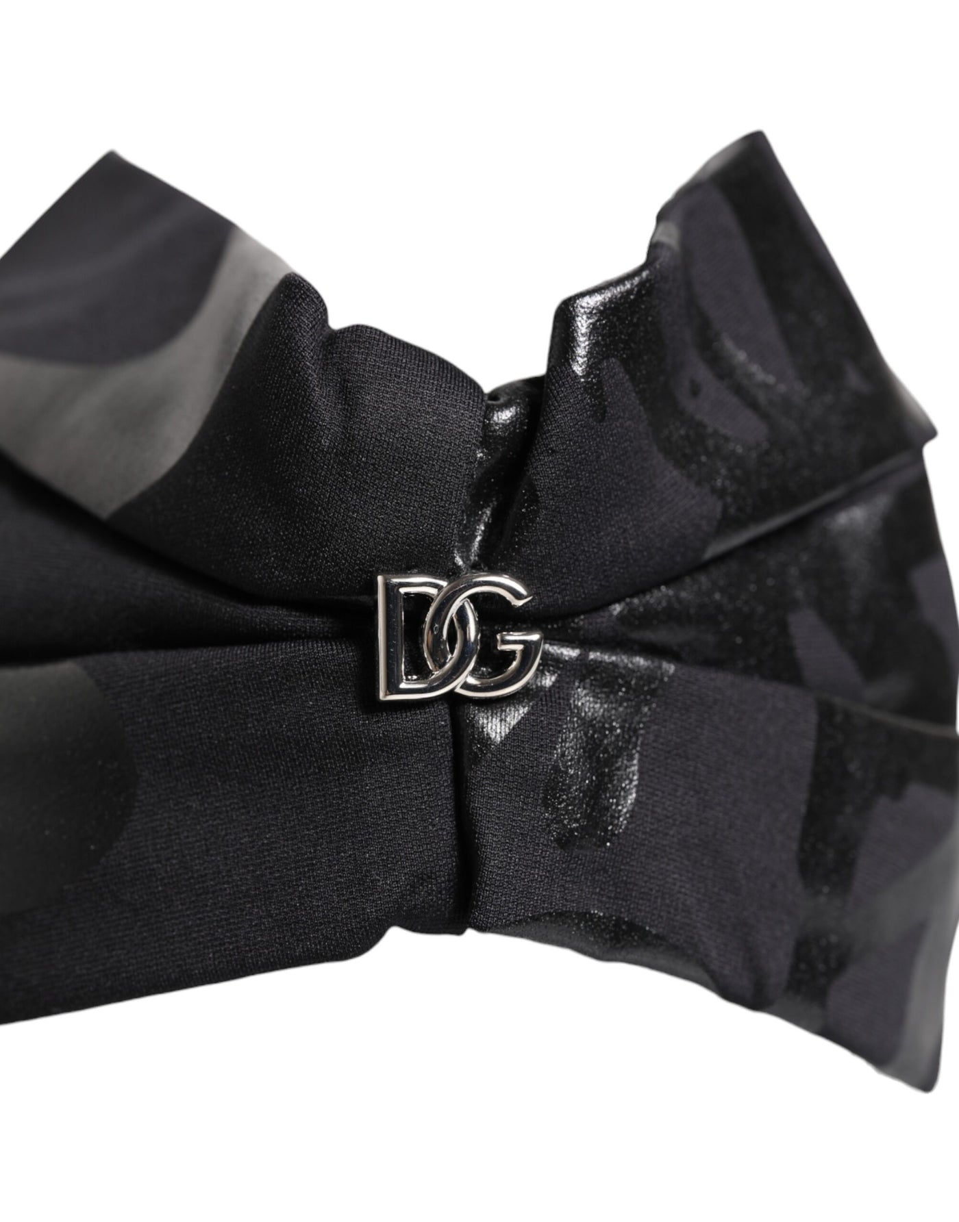 Dolce & Gabbana Schwarzes Nylon Stretch DG Logo Stirnband Hut