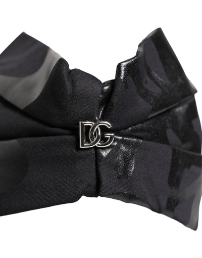 Dolce & Gabbana Schwarzes Nylon Stretch DG Logo Stirnband Hut