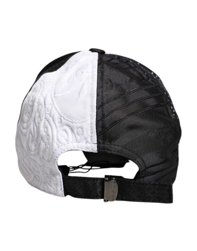Dolce & Gabbana Weiß Schwarz Polka Dot Federn Baseballmütze