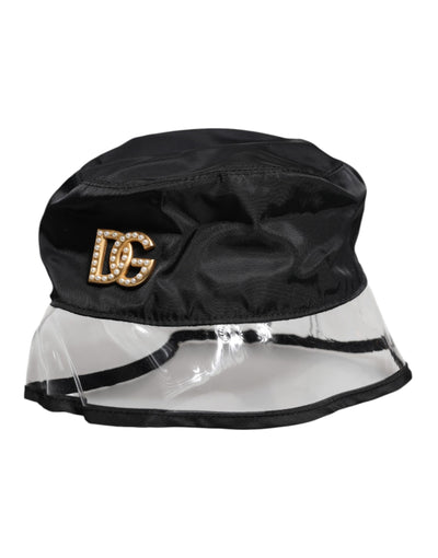 Dolce & Gabbana Schwarzer Nylon PVC DG Logo Eimer Hut