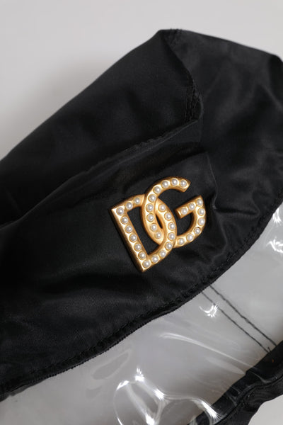 Dolce & Gabbana Schwarzer Nylon PVC DG Logo Eimer Hut