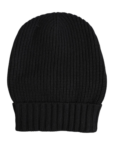 Dolce & Gabbana Schwarze Kaschmir-Strickmütze Winter Beanie