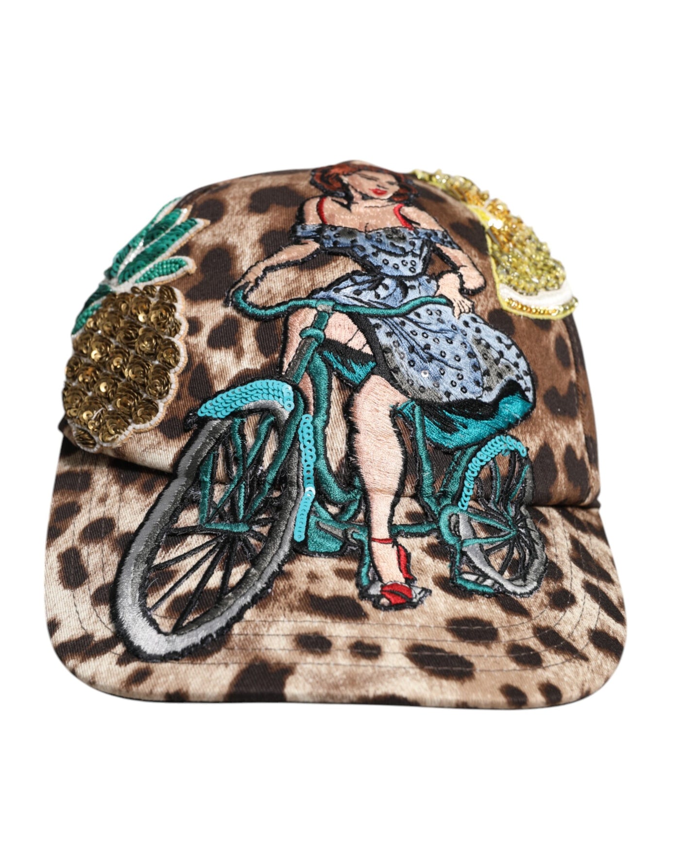 Dolce & Gabbana Braune Leopard Pailletten Sizilien Baseballkappe