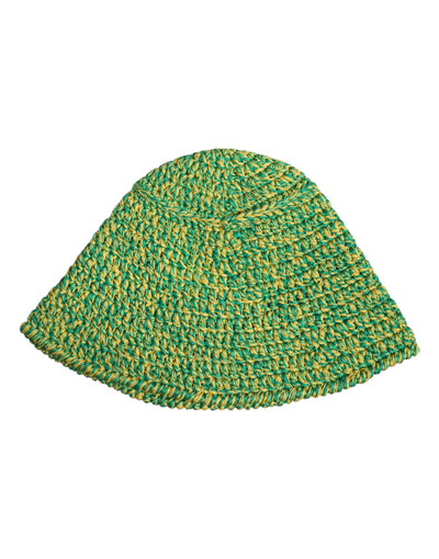 Dolce & Gabbana Grüner gehäkelter DG-Logo-Eimerhut aus Baumwolle