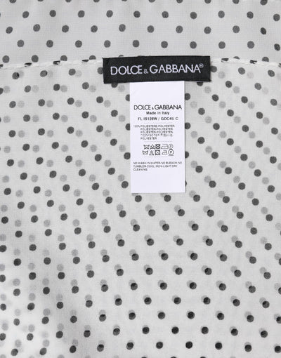 Dolce & Gabbana Weißer gepunkteter Polyester-Wickeltuch-Schal