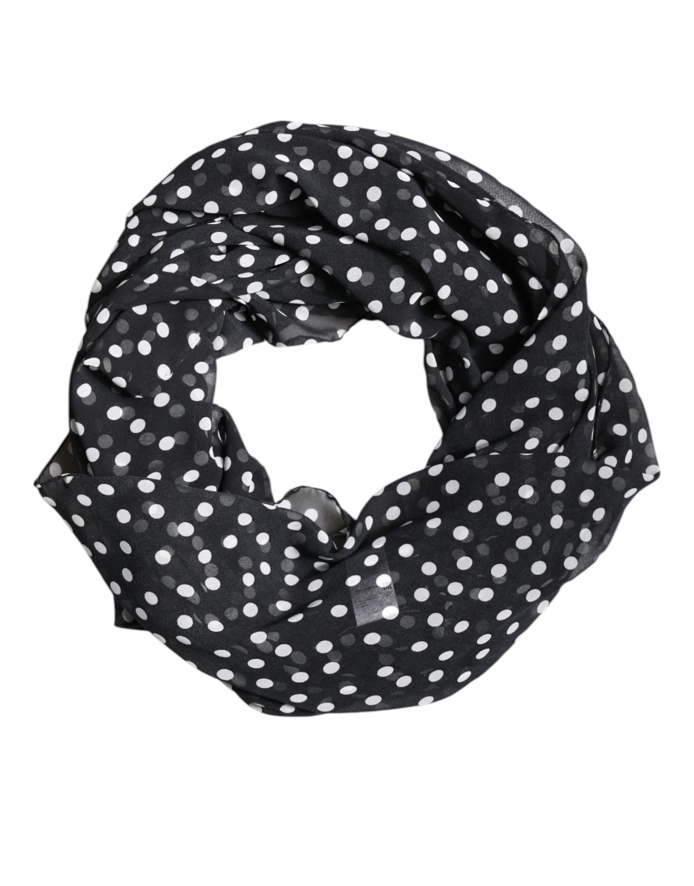 Dolce & Gabbana Schwarzer gepunkteter Polyester-Wickeltuchschal