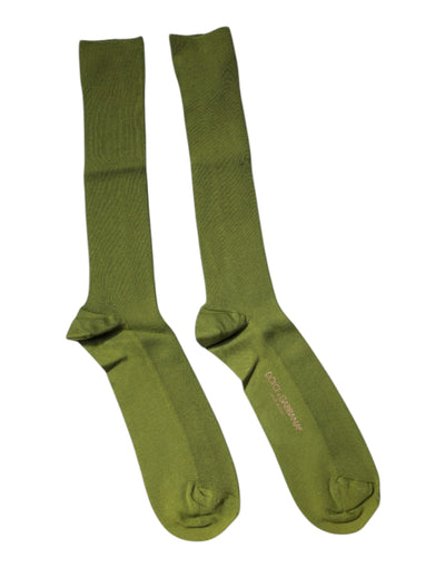 Dolce & Gabbana Grüne Baumwolle Logo über die Wade Socken
