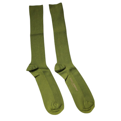 Dolce & Gabbana Grüne Baumwolle Logo über die Wade Socken